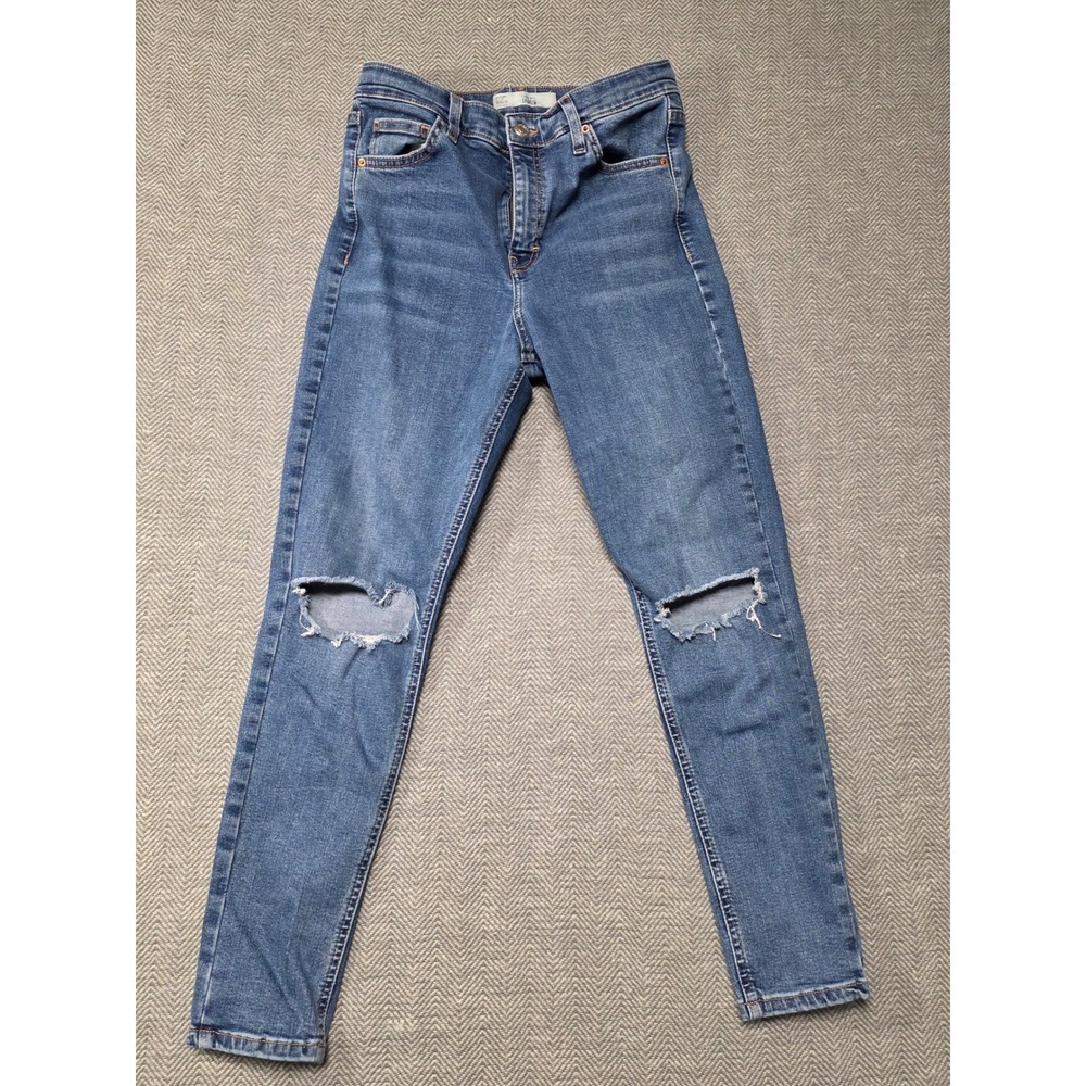 TOPSHOP Jamie Jeans Mid Wash Ripped Knee Skinny Leg‎ Women's W30 L30